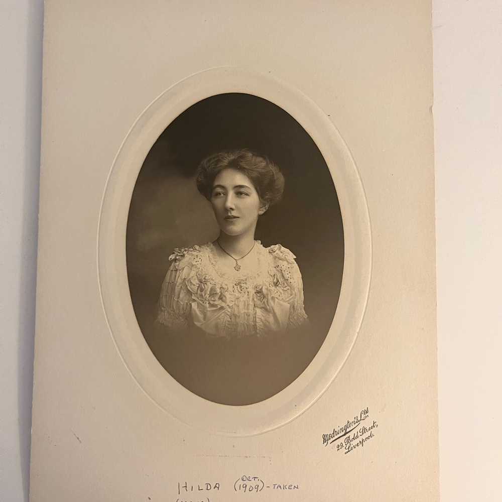 Antique Portrait Photograph 1909 of Young Woman “Hilda”